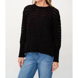 NEW SIX/FIFTY jaden crochet sweater in black